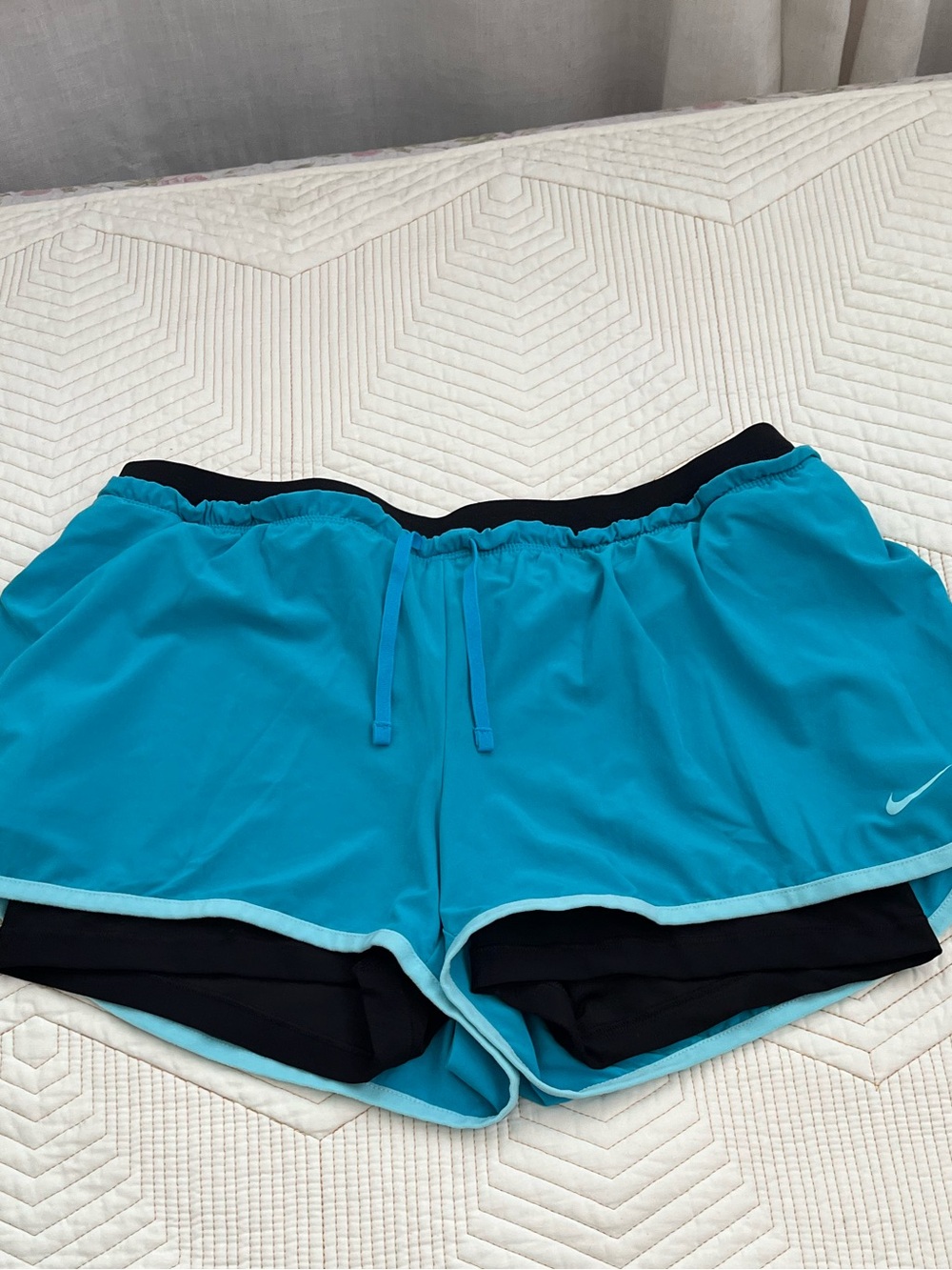 Nike Turquoise Double-Layer Athletic Shorts